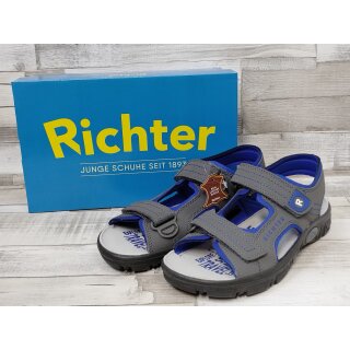 Richter Burschen Sandale mit Klettverschluss grau blau kombiniert