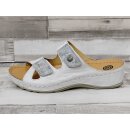 Dr. Brinkmann Damen Pantolette weiss-grau mit Klettverschluss