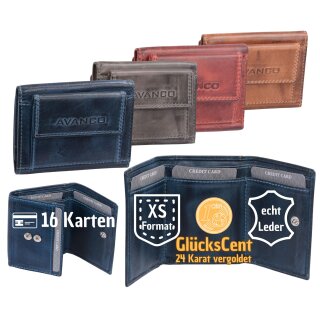 GlücksNugget Vintage Minibörse Scheingröße, geflammtes Leder, Hosentaschenbörse