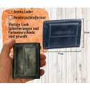 GlücksNugget Vintage Minibörse Scheingröße, geflammtes Leder, Hosentaschenbörse
