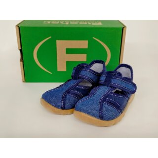 Fischer Jungen Hausschuh jeansstoff blau mit Klettverschluss