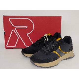 Rieker Revolution Sneaker-Schnürschuh schwarz mit gold abgesetzt