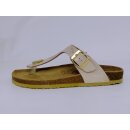 softrelax Damen Zehensteg Fußbett Pantolette beige mit Schnalle