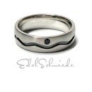 Bandring 925/- Silber Zirkonia schwarz teilweise geschwärzt matt Ring Silberring #50
