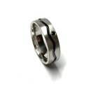 Bandring 925/- Silber Zirkonia schwarz teilweise geschwärzt matt Ring Silberring #52