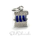 Strandkorb 925 Silber Anhänger blau/weiß...