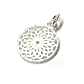 Anhänger 925 Silber "Blume des Lebens" eismatt Kettenanhänger rund 15mm