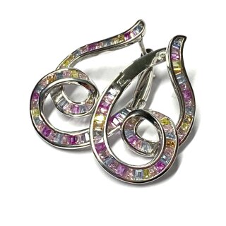 Ohrring 925 Silber rhodiniert Zirkonia multicolor Farbverlauf Regenbogen pastell Creole
