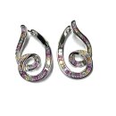 Ohrring 925 Silber rhodiniert Zirkonia multicolor Farbverlauf Regenbogen pastell Creole