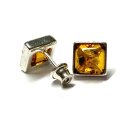 Ohrstecker Bernstein Silber 925/- Klassiker braun Cabochon quadrat 8 x 8mm Ohrring