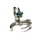 Creolen 925 Silber rhodiniert Blume grün blau farbig Kinderschmuck