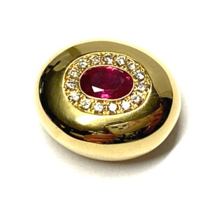 Anhänger 750 Gold Rubin rot + Brillanten 0,15ct TW/si Gelbgold Solitär Kettenanhänger Kettengleiter