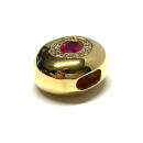 Anhänger 750 Gold Rubin rot + Brillanten 0,15ct TW/si Gelbgold Solitär Kettenanhänger Kettengleiter