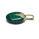 Anhänger 375/- Gelbgold Malachit Donut + Diamanten 0,045ct Kettenanhänger Klassiker
