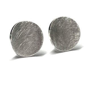 Ohrring 925/- eismatt - kreisrund - Ohrstecker gewölbt Scheibe 13mm