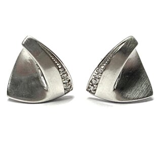 Ohrring 925 Silber rhodiniert Zirkonia matt Ohrstecker dreieck
