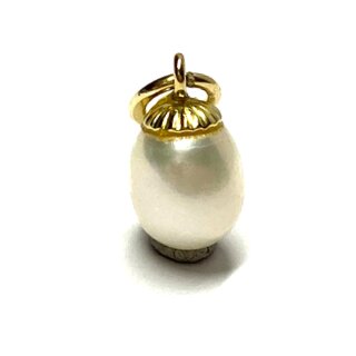 Perlenanhänger Zuchtperle tropfen weiß 333 Gold naturfarben Anhänger