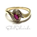 Goldring 585 Rubin Brillanten 0,03ct W/PI schlicht dezent edel  #56