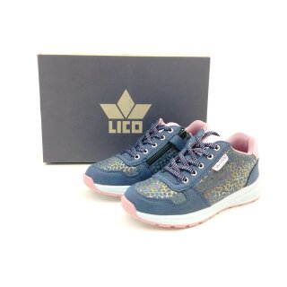 LICO Mädchen Schnürhalbschuh Reißverschluss seitlich blau rosa