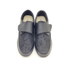 scandi Damen Klett Halbschuh schwarz Glitzermuster