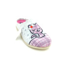 Cosero Damen Pantoffel grau lila mit Katzendruck Sterne