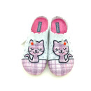 Cosero Damen Pantoffel grau lila mit Katzendruck Sterne