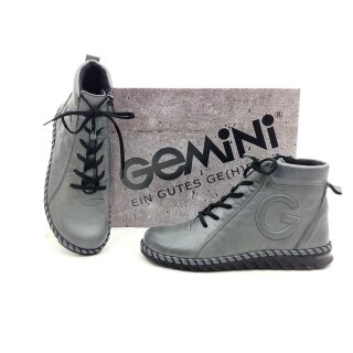 Gemini Damen Schnürstiefelette grau mit seitlichem Reißverschluss