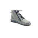 Gemini Damen Schnürstiefelette grau mit seitlichem Reißverschluss