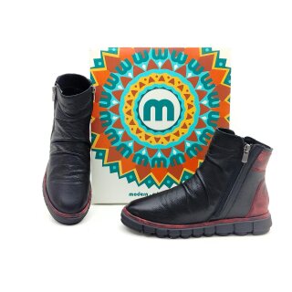 Manitu Damen Kurzstiefelette schwarz mit bordo abgesetzter Ferse