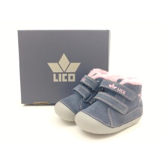 LICO Mädchen Knöchelschuh mit Klettverschluss Leder blau/rosa gefüttert