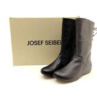 Josef Seibel Damen Stiefel 3/4 Länge seitlichem Reißverschluss Leder an der Wade geschnürt schwarz